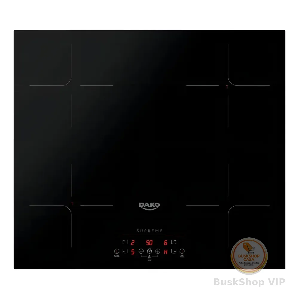 Cooktop de Indução 4 Bocas Dako Supreme Preto com Trava de Segurança 220V