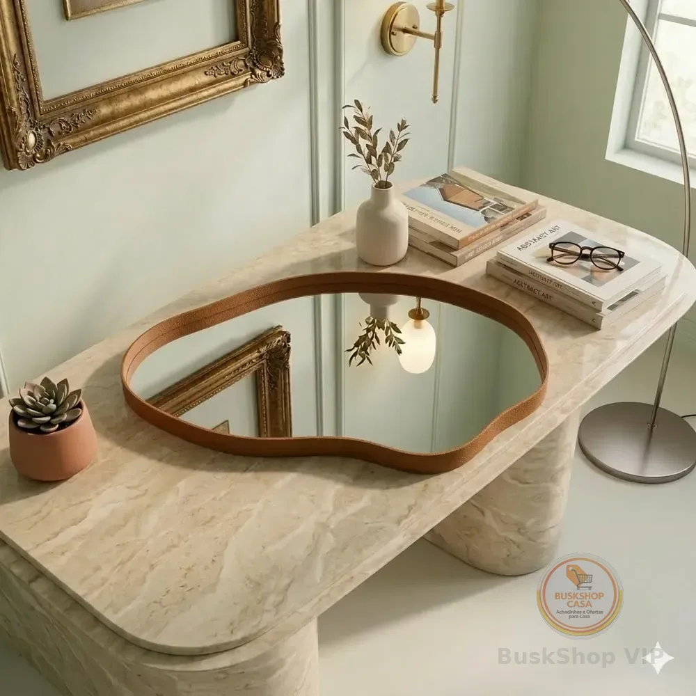 Bandeja Espelhada Decorativa Orgânica Grande Roma E Paris Paris Caramelo