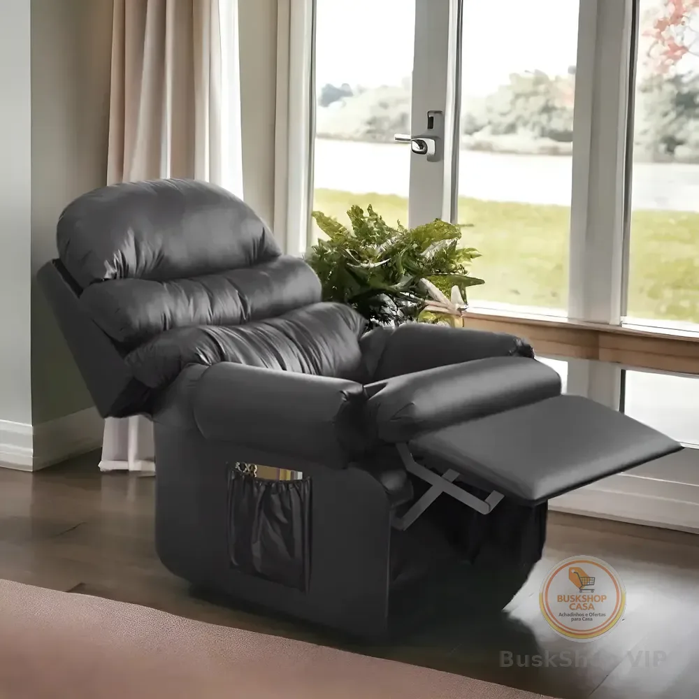 Art Estofados Top Sofas Premium Poltrona Preto Corino Liso