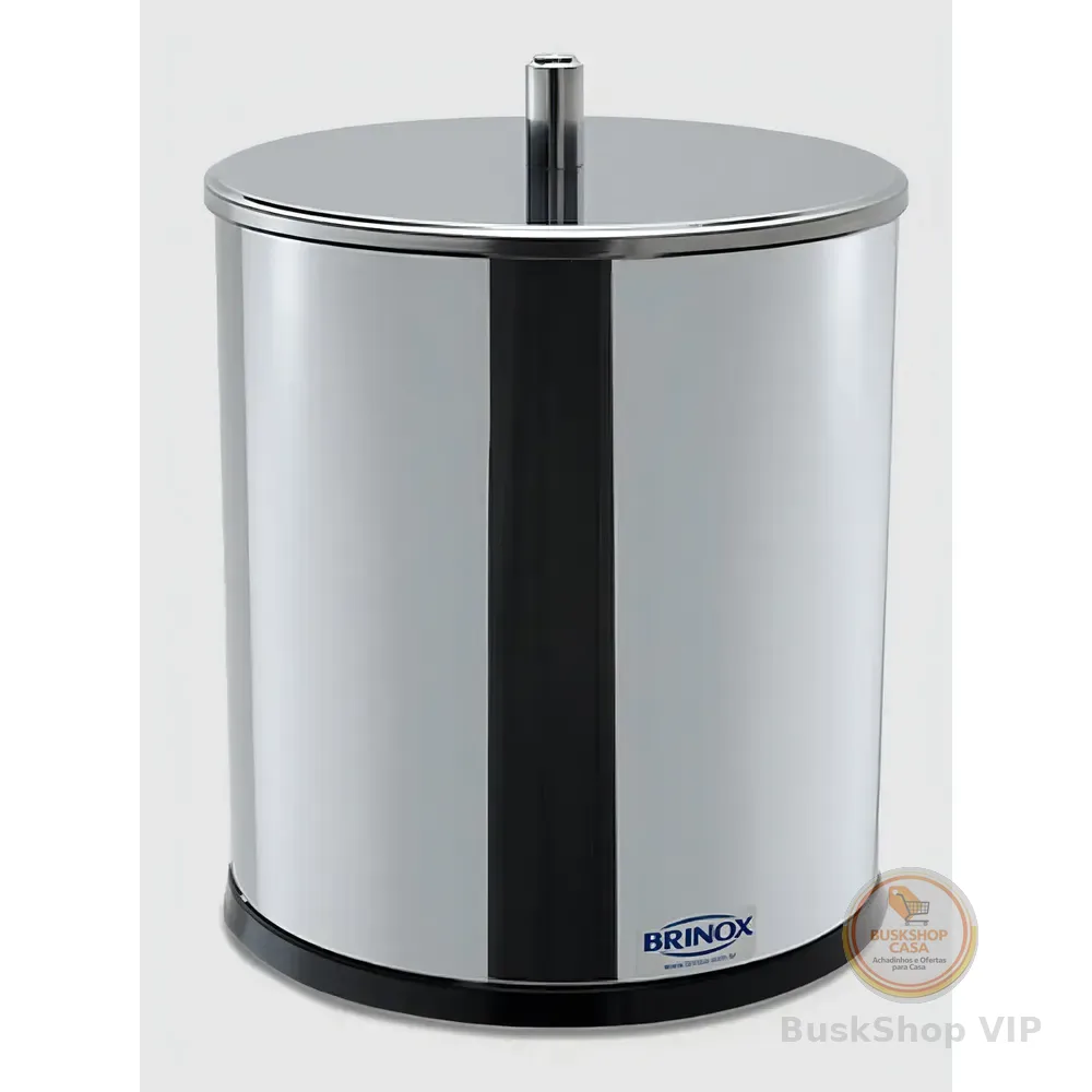 Lixeira Toda Em Inox Com Tampa 5,4 Litros 18,5x23cm Brinox
