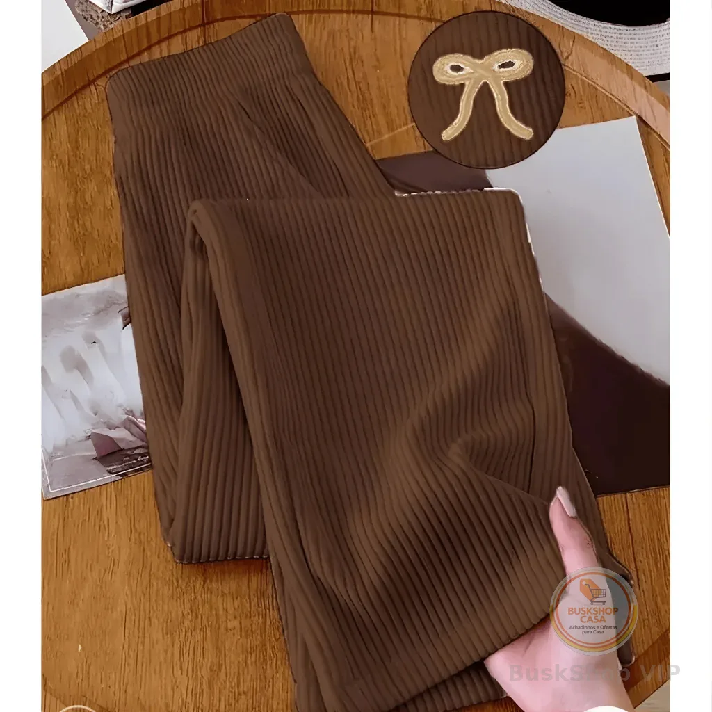 Calça Pantalona Feminina Tecido texturado Calça Feminino Cintura Alta Pantalona Elegante