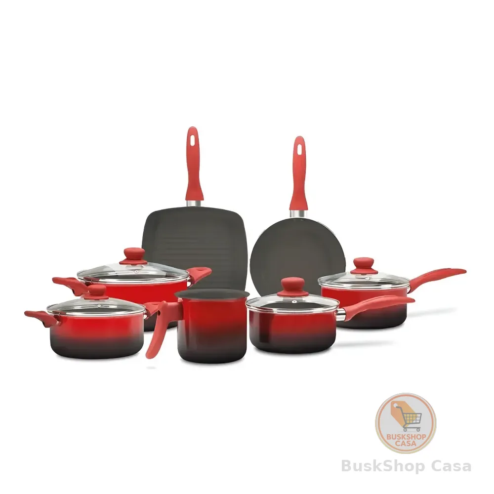 Jogo Panela Antiaderente Brinox Ceramic Life Smart Easy 7 Un Cor Vermelho