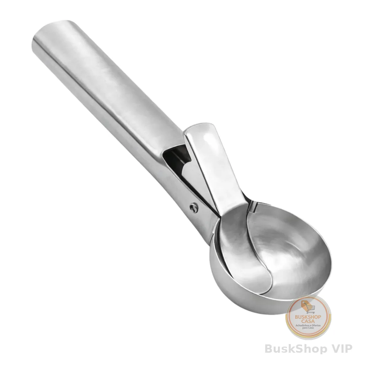 Colher de Sorvete em Aço Inox com Gatilho Ejetor Profissional Resistente Cabo Ergonômico Ideal para Sorvete Brigadeiro Massas e Sobremesas