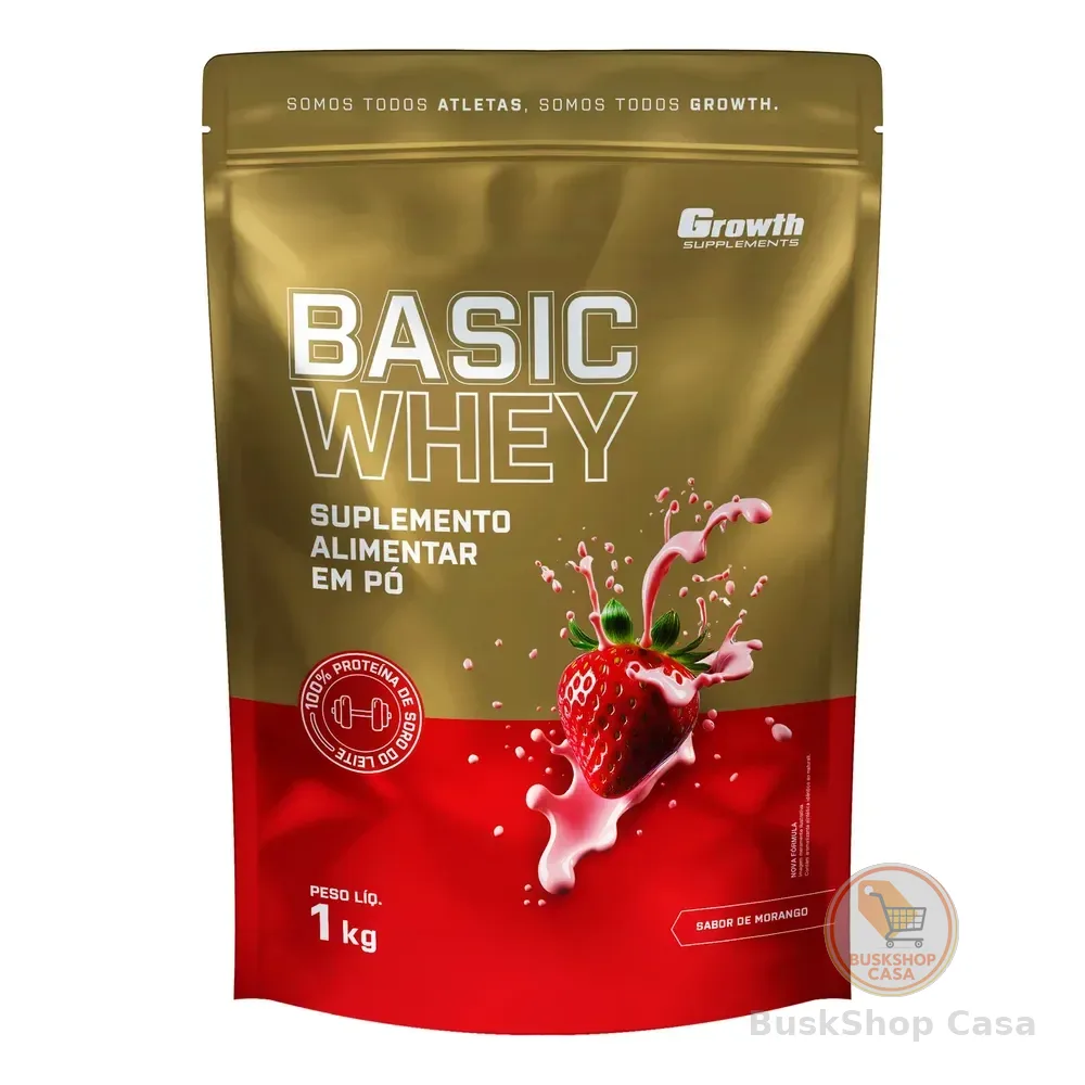 Basic Whey 1kg Growth Supplements Morango