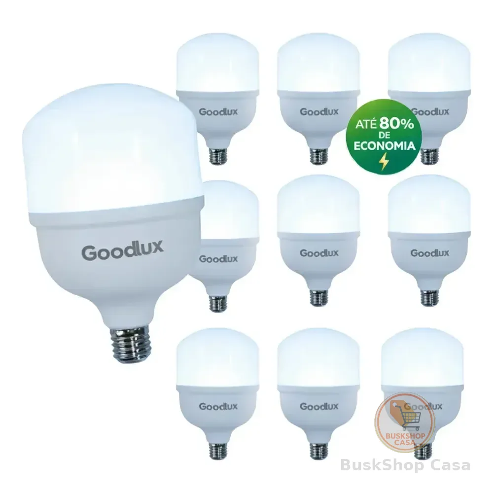 Kit 10 Lampadas Led 20w Bulbo 6500k Luz Branca Luz Branco Frio 127/220v Goodlux