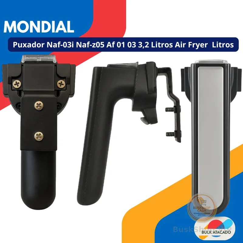 Puxador Air Fryer Mondial NAF03 NAF05 3,2L Alça Cesto Preto + Parafusos
