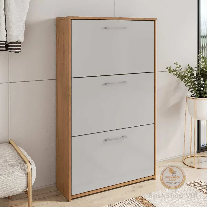Sapateira Vertical com Portas Organizadoras Armário Multiuso Decorativo Sala Quarto e Hall Entrada