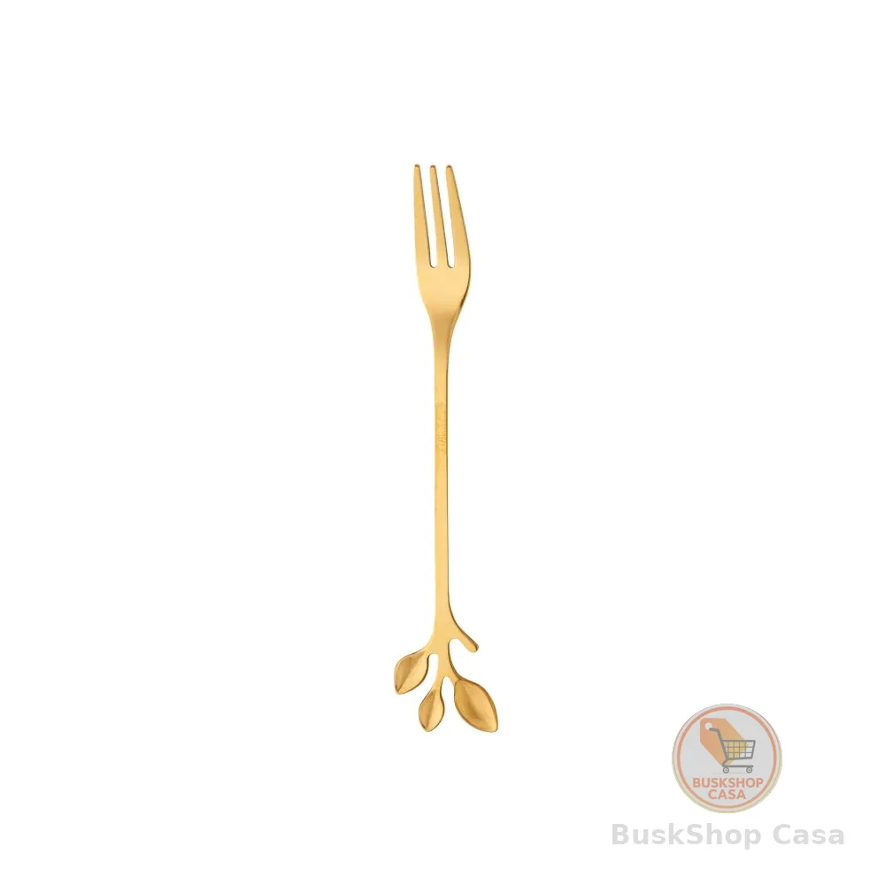 WOLFF - Conjunto 4 Garfos Aço Inox p/Aperitivo Leaves Dourado
