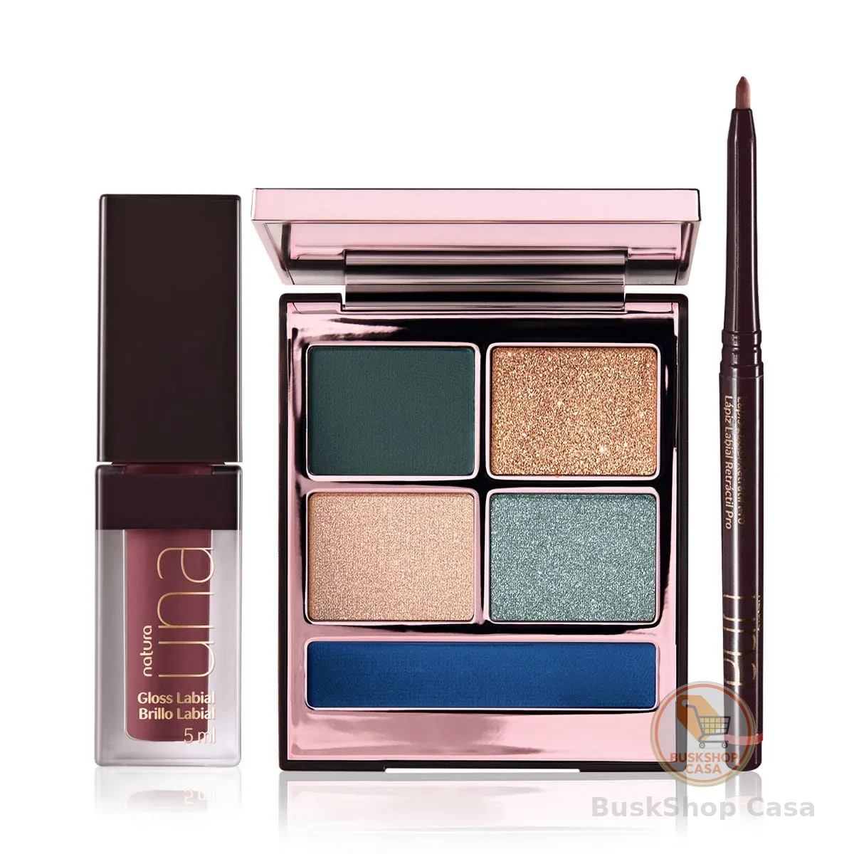 Kit PRO Palette, Lápis Labial e Gloss Rose Natura UNA