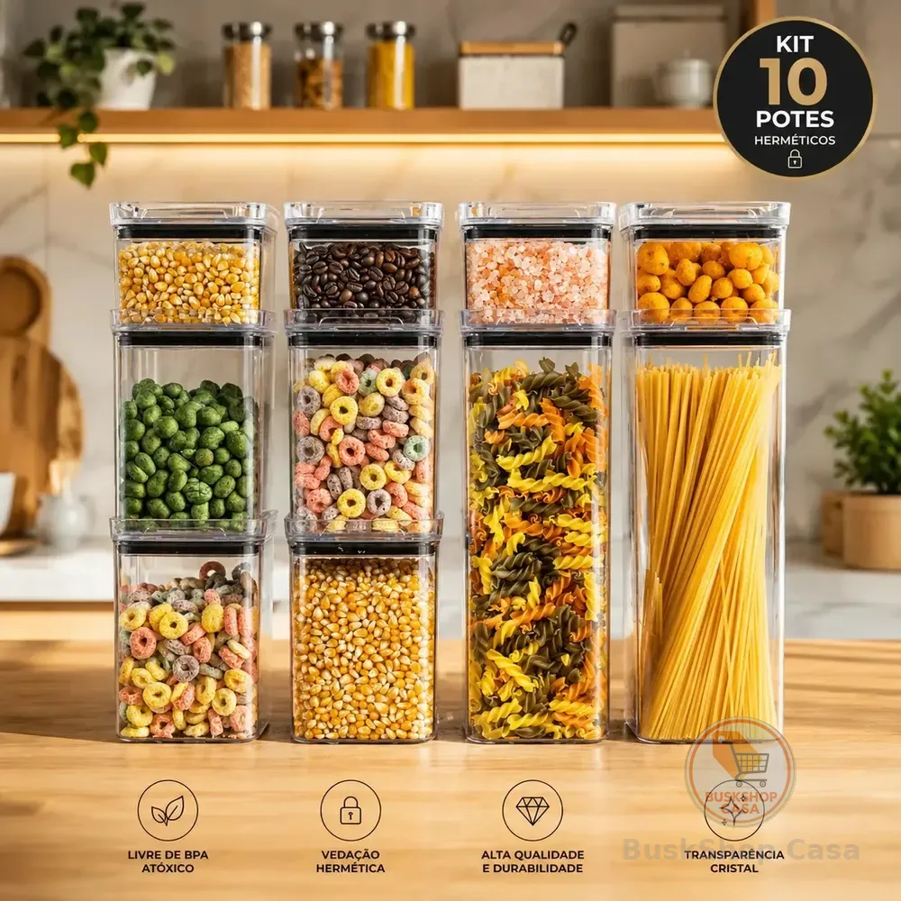 Kit 10 Porta Mantimentos Hermetico, Pote Para Alimentos