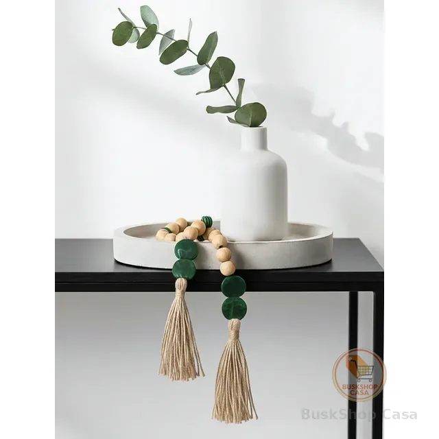 Colar De Mesa Decorativo Madeira Natural E Pedras Boho Chic