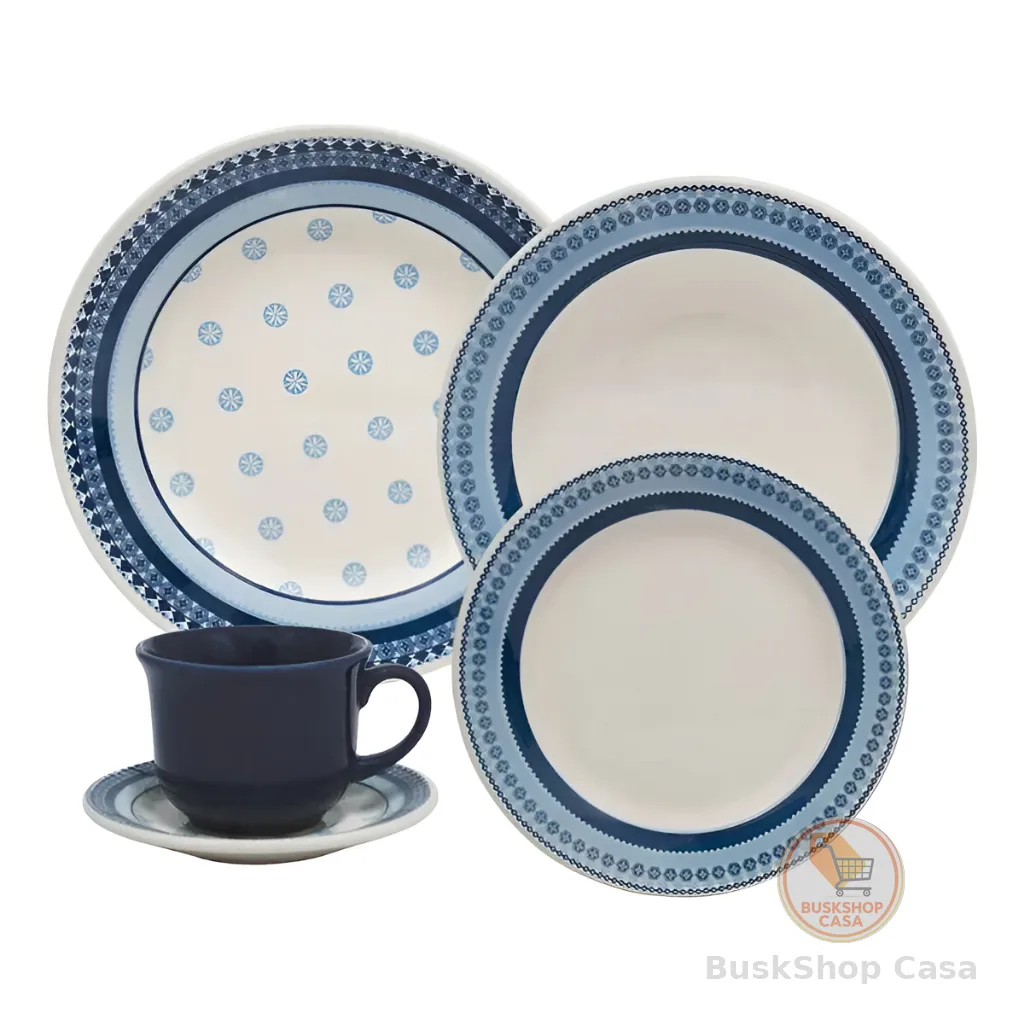 Aparelho de Jantar e Chá 20 Peças Donna Colb Azul e branco
