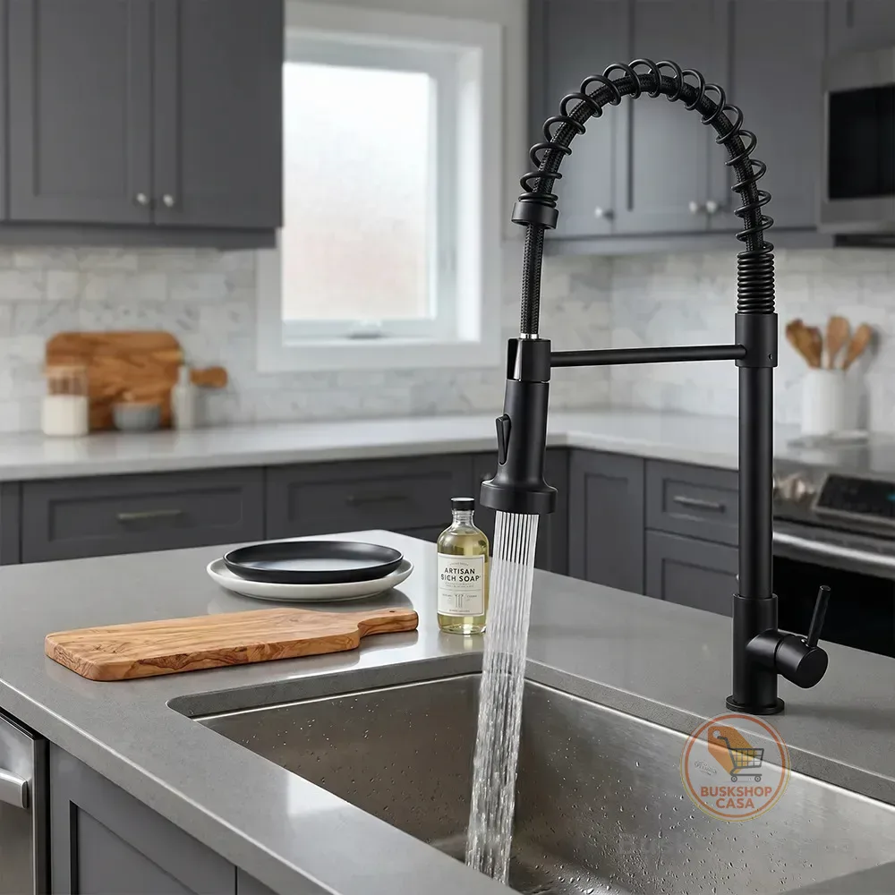 Torneira Cozinha Gourmet Ducaly Flexível Inox Acabamento Fosco Cor Preta Preto