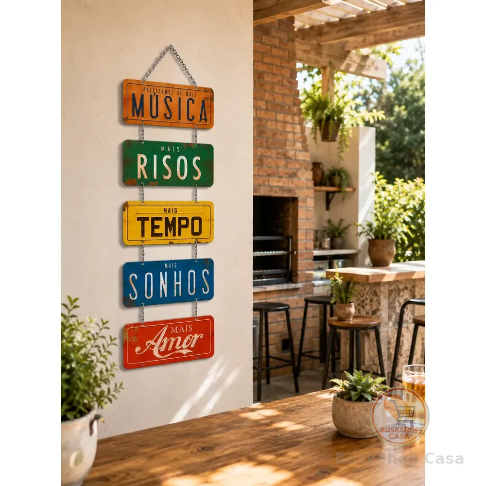 Quadro Decorativo Gourmet Vintage Musica Frases Mdf 29x90cm Colorido Prateado