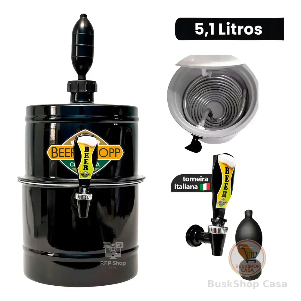 Chopeira Portátil A Gelo 5,1 Litros Beer Chopp Personalize Cor Preto