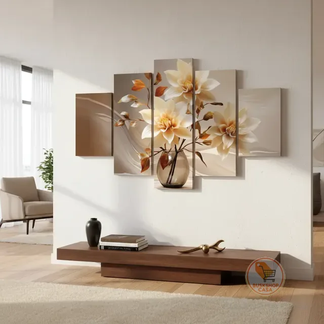 Quadros Decorativos Vasos De Flores Mosaico Luxo Sala Quarto