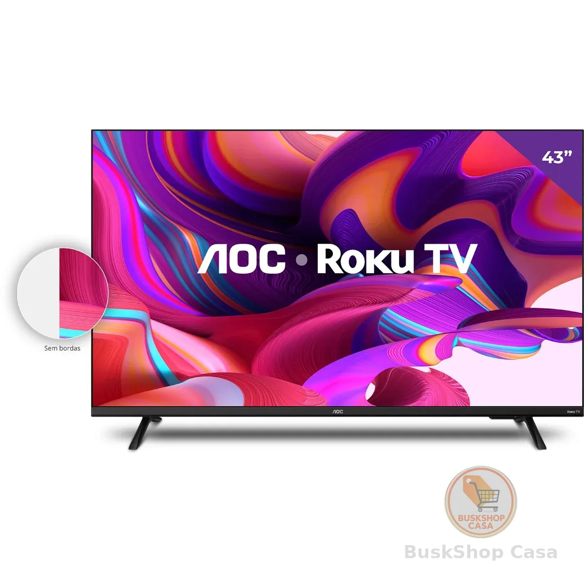 AOC 43S5135/78G - Smart TV LED 43" Full HD, Design sem bordas, Wifi, Conversor Digital, USB, HDMI