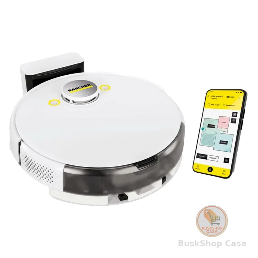 Kärcher Robô Aspirador de Pó RCV 5 com Mapeamento Inteligente, Aspira e Passa Pano.Controle via Aplicativo.Autonomia 120 min. Navegação a Laser LiDAR, Laser Duplo e Inteligência Artificial - Bivolt