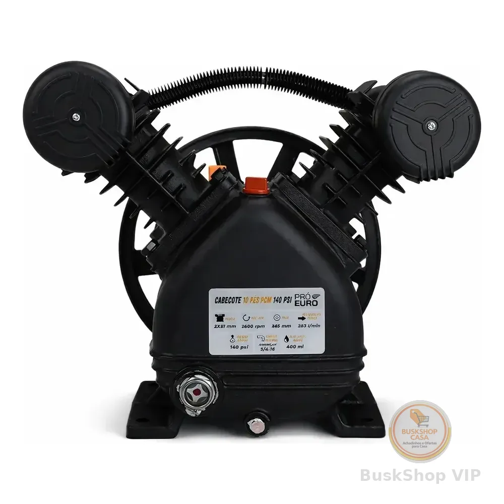 Cabeçote Compressor Pró Euro 10 Pcm Pés 140 Psi Libras Preto