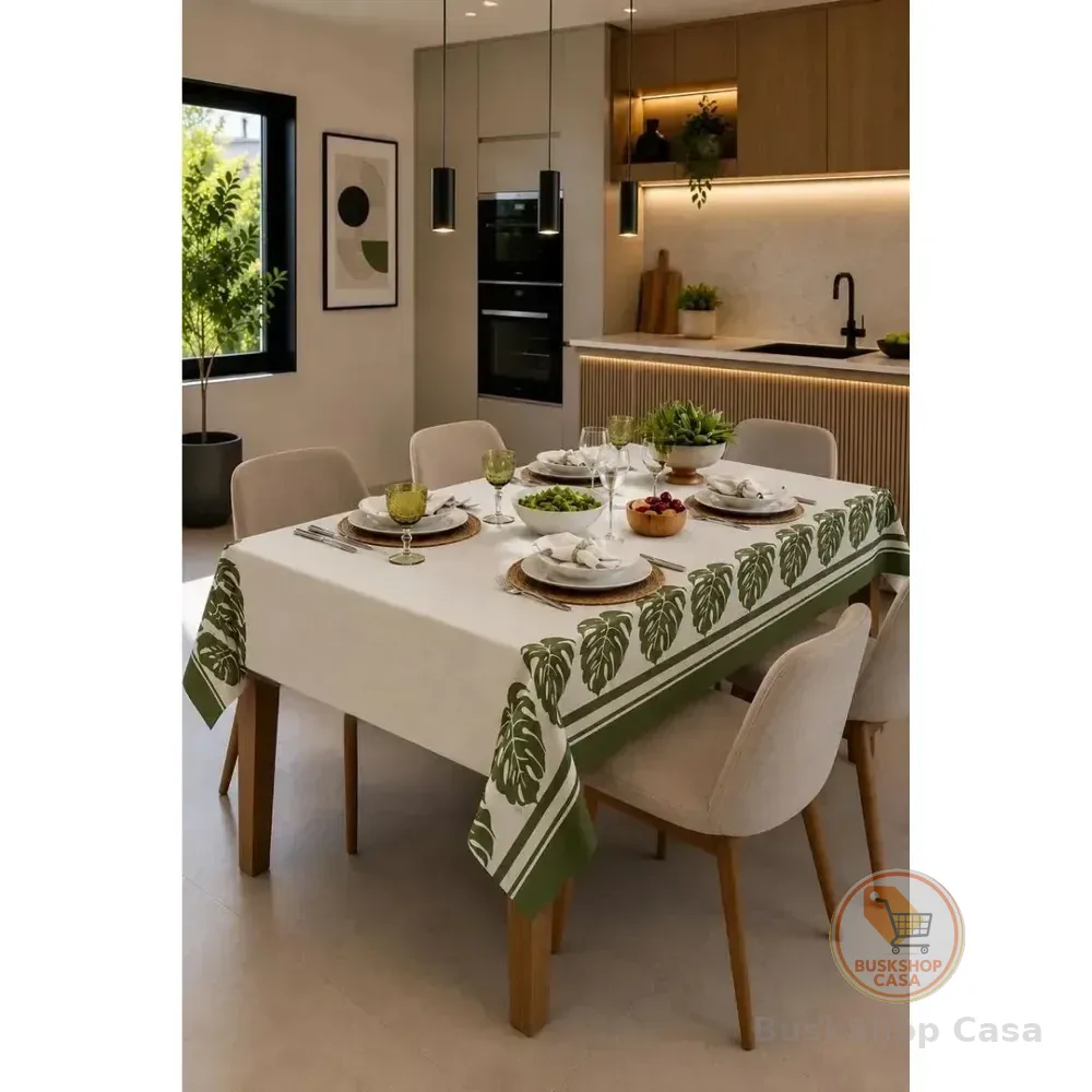 Toalha De Mesa 6 Lugares Retangular Rústica Luxo 1,40x2,10m Cor Costela De Adão