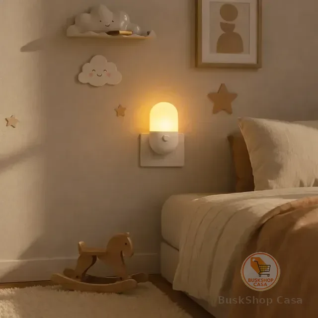 Abajur De Tomada Luminária Led Com Botão Luz Quente Ou Fria