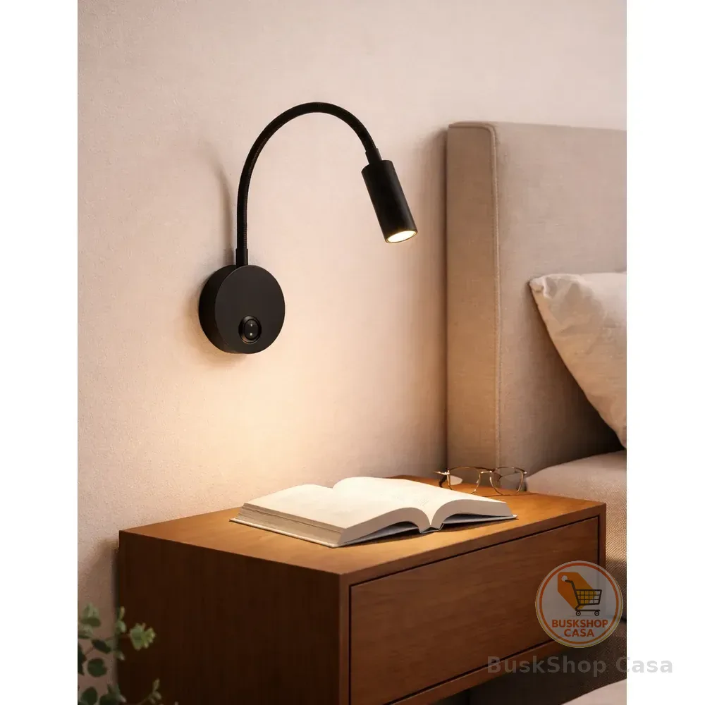 Arandela Cabeceira Cama Leitura Articulável Luminária Estudo Bivolt (127v / 220v) Preto
