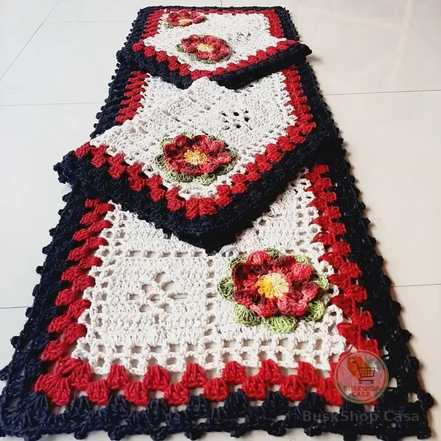Jogo  Cozinha  Crochê Kit 3 Pçs