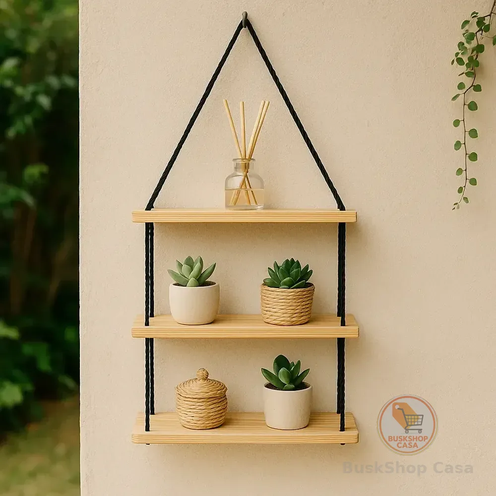 Prateleira Suspensa Decorativa Cozinha 3 Andares Bege