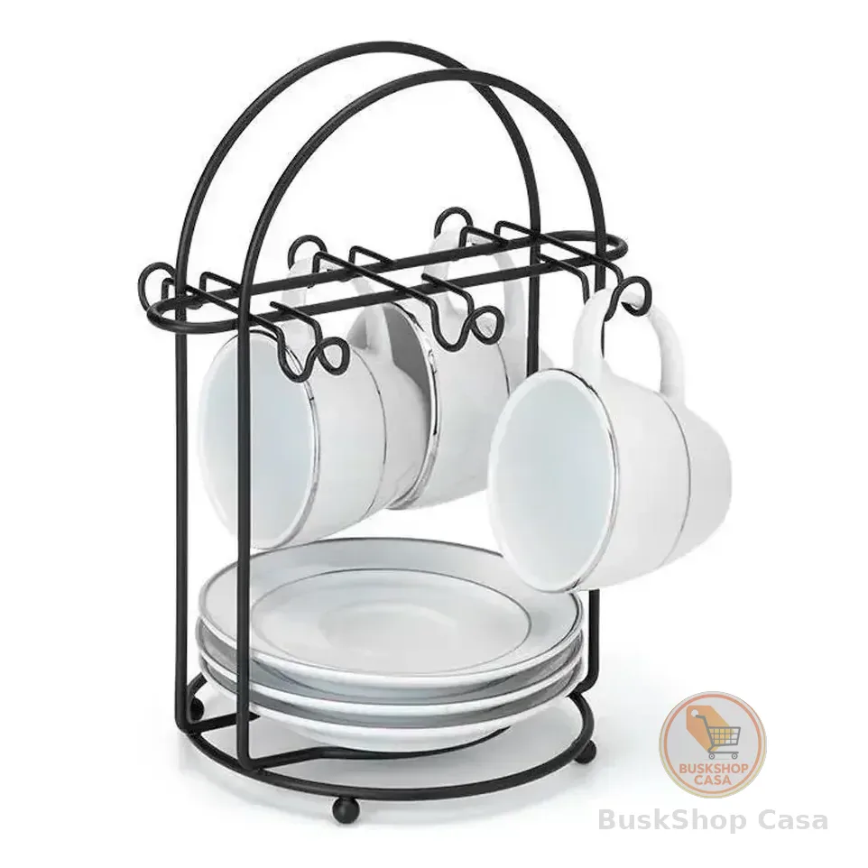 Suporte Organizador P/ Xícaras De Café Chá Pires Cor Preto