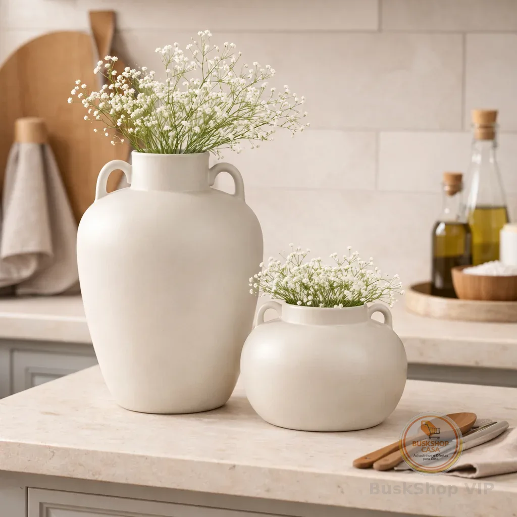 Par De Vasos Decorativos Cerâmica Sala Decoração Moderno Alto Padrão