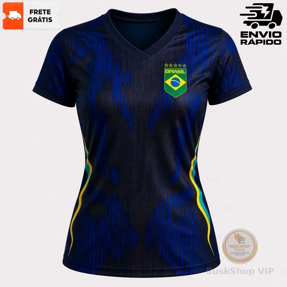 Camisa Camiseta BABY LOOK T-shirt Feminina BRASIL Torcedor Patriota Copa do Mundo 2026 Dry Fit