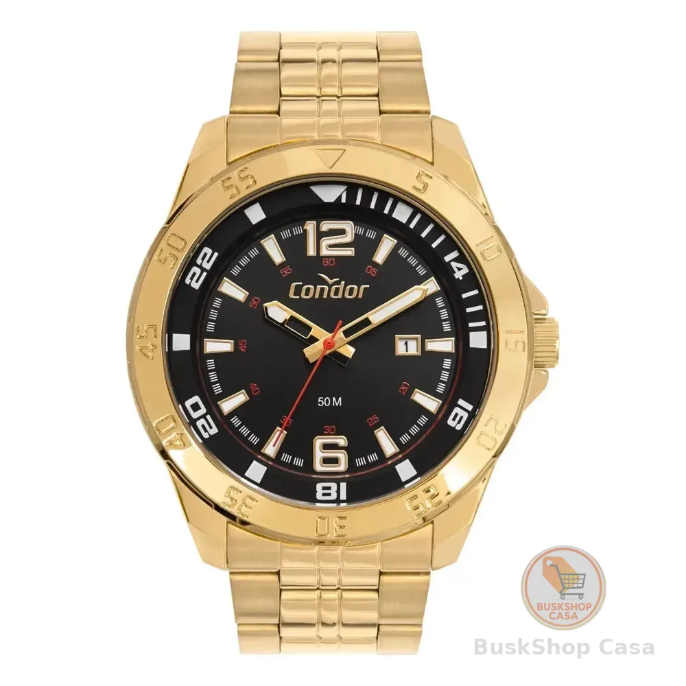 Kit Relógio Condor Masculino Dourado Co2115mwi/k4p Dourado Preto