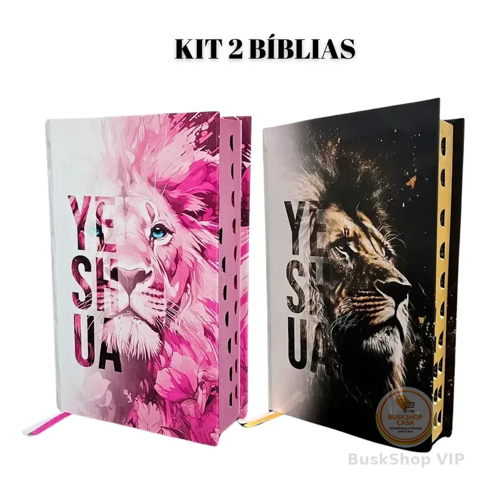 Kit 2 Bíblias Sagrada Feminina Masculina Evangélica Letra Média Harpa Cristã Capa Dura Índice Palavras De Jesus Vermelho Leão João Ferreira Almeida Revista Corrigida Branca Jovem Flores Rosa Promessas