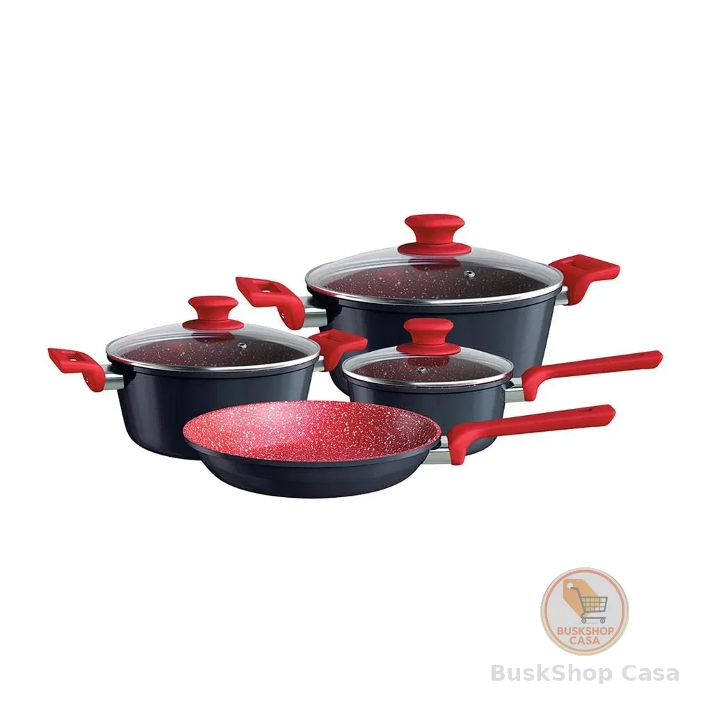 Euro Home - Conjunto de Panelas 4 peças de Alumínio com Antiaderente ColorStone Titânio - ALU8709-TI