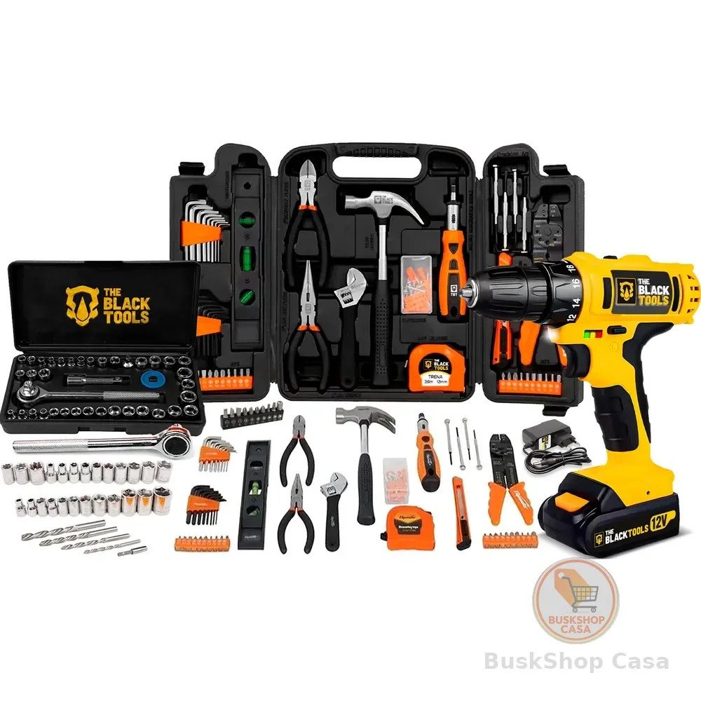 Kit De Ferramentas 169 Peças + Parafusadeira Furadeira 12v