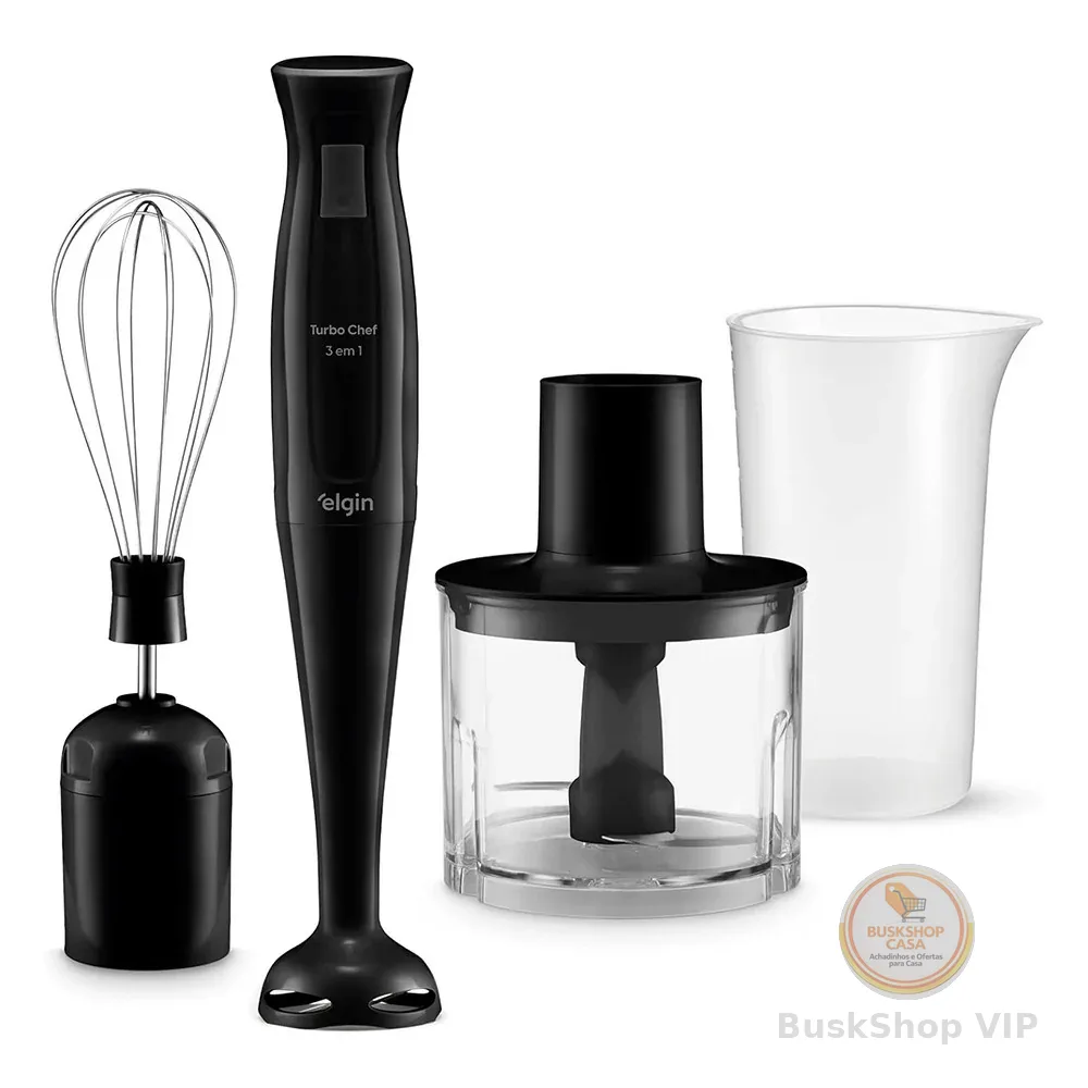 Mixer Elétrico Triturador Desmontável Liquidificador Chef MIX-20 3 em 1 200W 127V Preto Elgin