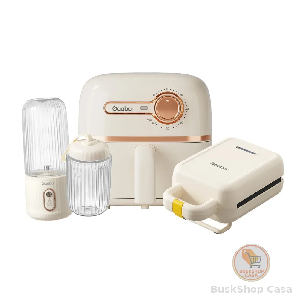 🧡 Fritadeira Sem Oleo Portatil Gaabor Kit Cozinha 3 em 1 Air  Fryer Sanduicheira Liquidificador para Casa Viagem Presente