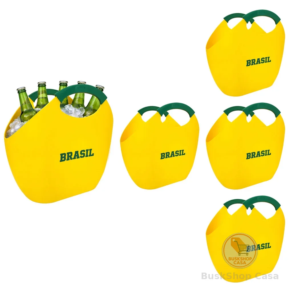 🧡 Kit 5 Bolsas MULTIUSO 7,5L Copa do Mundo REFORÇADA  Mercado e  Praia Bolsa BRASIL para Gelo Neoplas