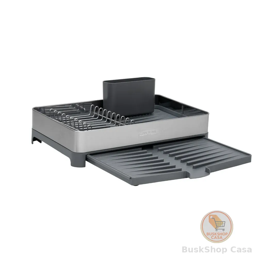 🧡 Escorredor de Louça Tramontina Aço Inox C/Bandeja Coletora Polipropileno e Porta Talheres 61537300