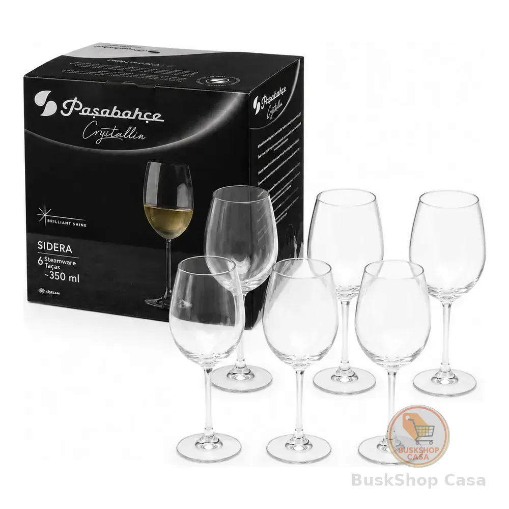 Jogo De 6 Taças De Cristal Titanium 350ml Resistente Sidera
