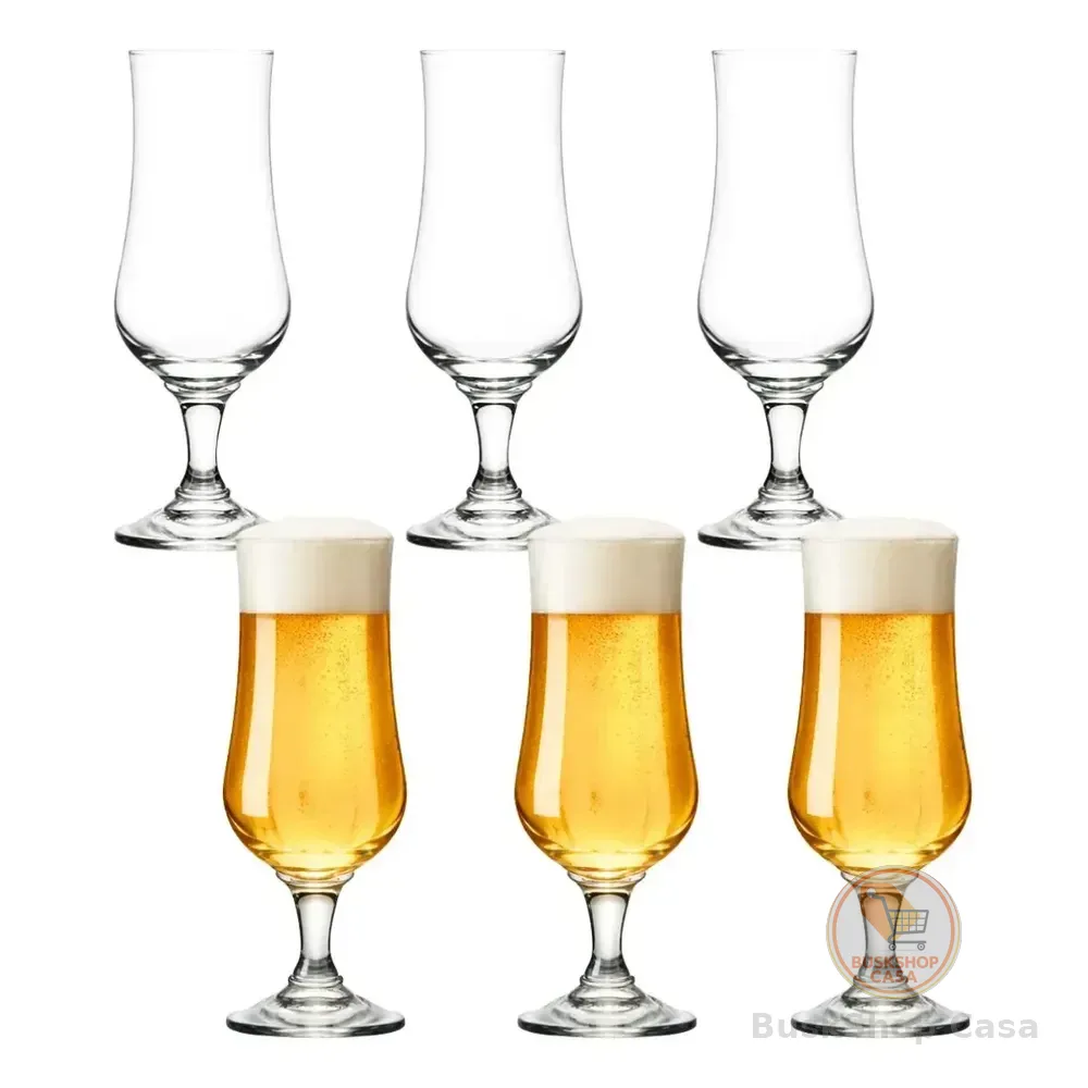 Jogo 6 Taças Vidro Cristal Cerveja Coquetel Pasabahçe Tulipa 385ml Drinks