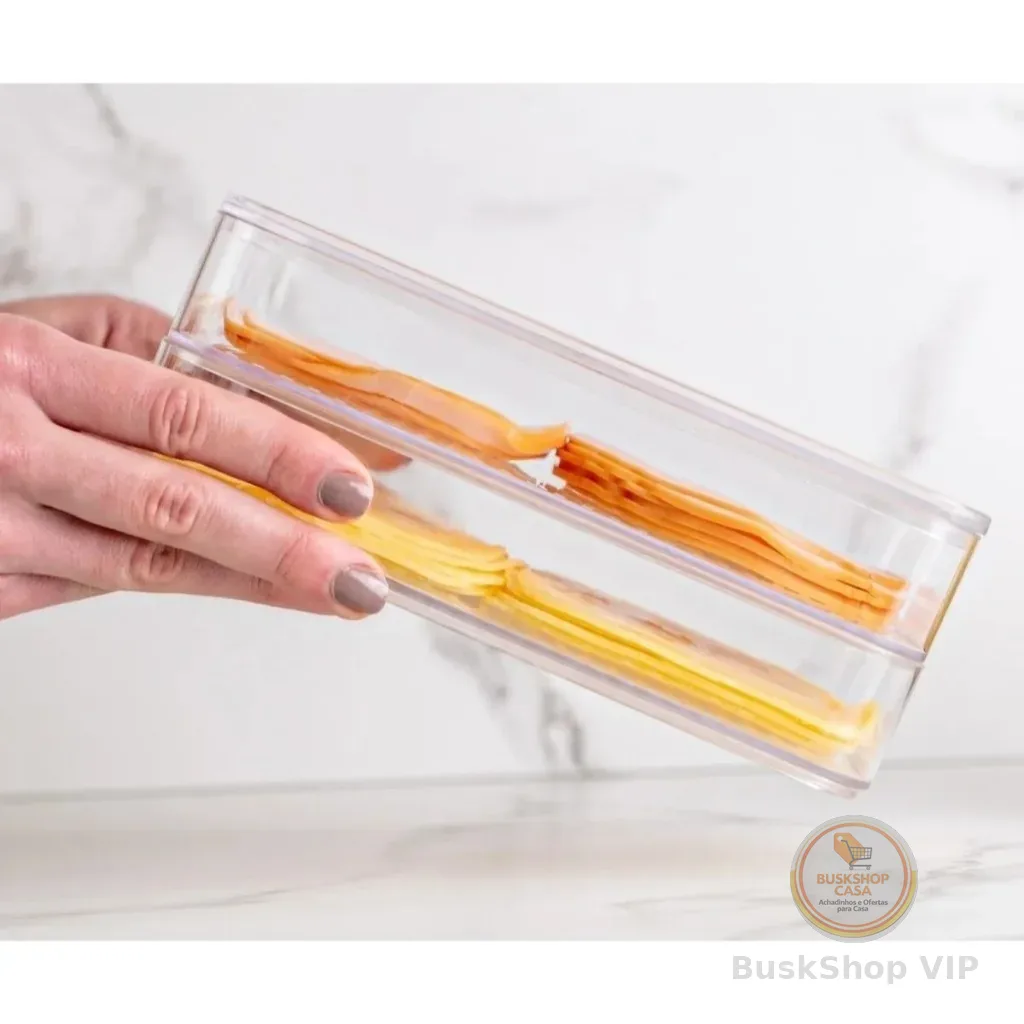Porta Frios Hermético Acrílico Duplo 1000ml Pote de Mantimentos Cozinha Geladeira