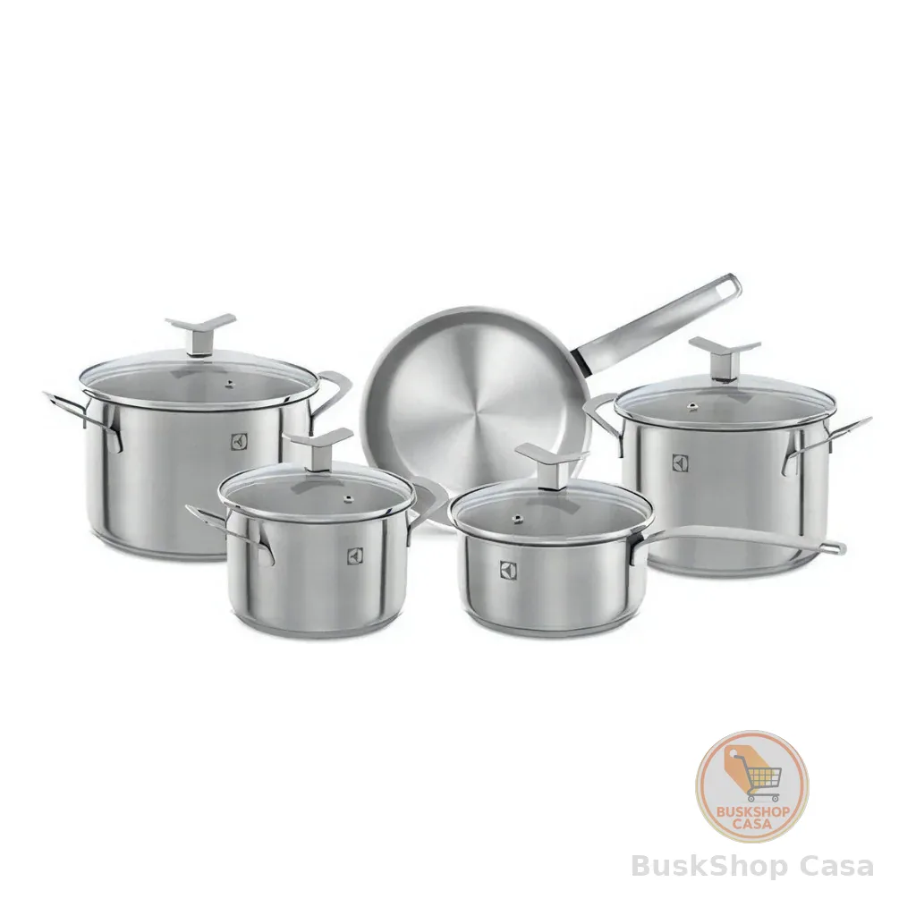 🧡 Jogo de Panela Antiaderente Electrolux 5 Peças Aço Inox Conjunto de Panelas Antiaderente Inox Fundo Triplo