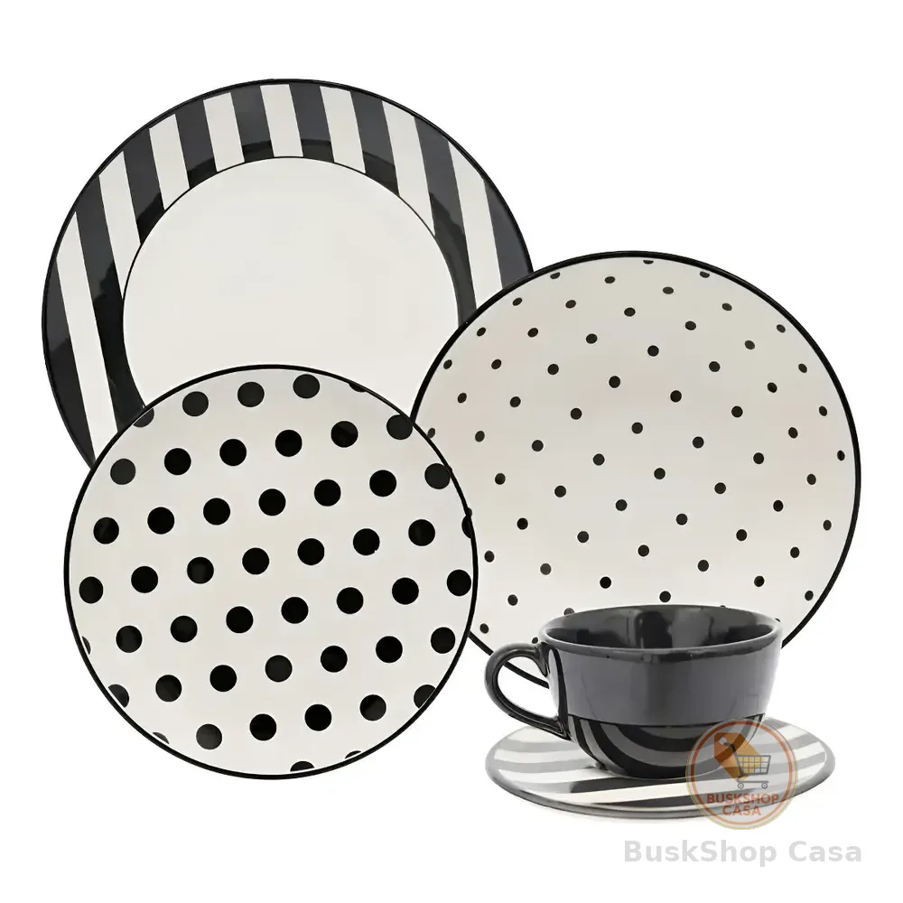 🧡 Aparelho De Jantar E Chá 20 Peças Unni Stripes And Dots Cor Multicor Oxford ​Estampado