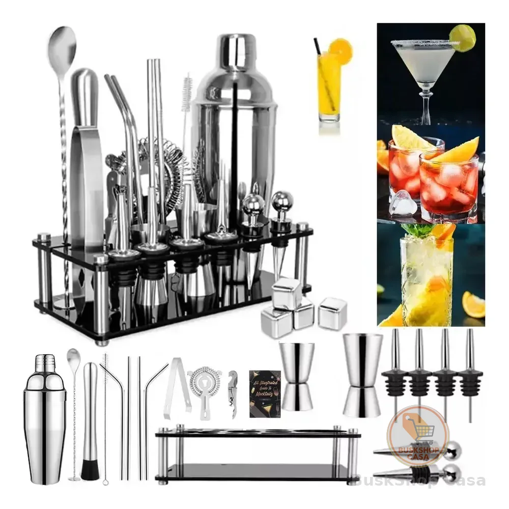 Kit Caipirinha Profissional 23 peças Inox Coqueteleira 750ml.