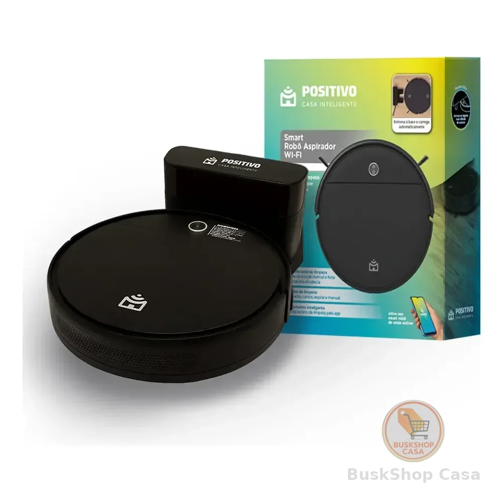 Robô aspirador Positivo Casa Inteligente PRA90 preto