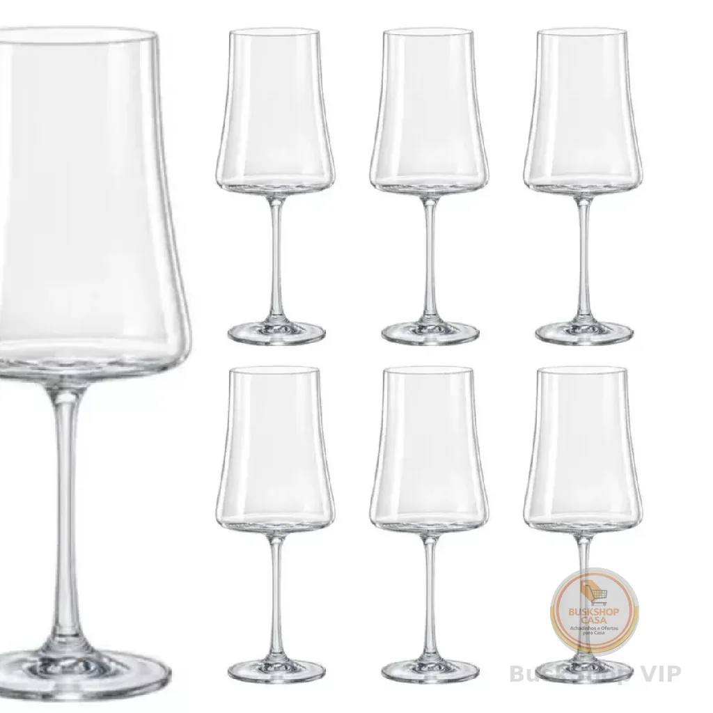 Jogo de 6 tacas para vinho tinto Xtra em cristal ecologico 460ml