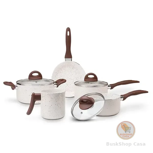 Jogo de Panelas Brinox Antiaderente Ceramic Life 5 Peças Smart PLus Vanilla