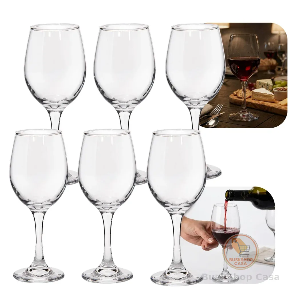 Jogos de Taças de Vidro Premium Resistente para Vinho e Água 330ml - Design Moderno Drink Coquetel