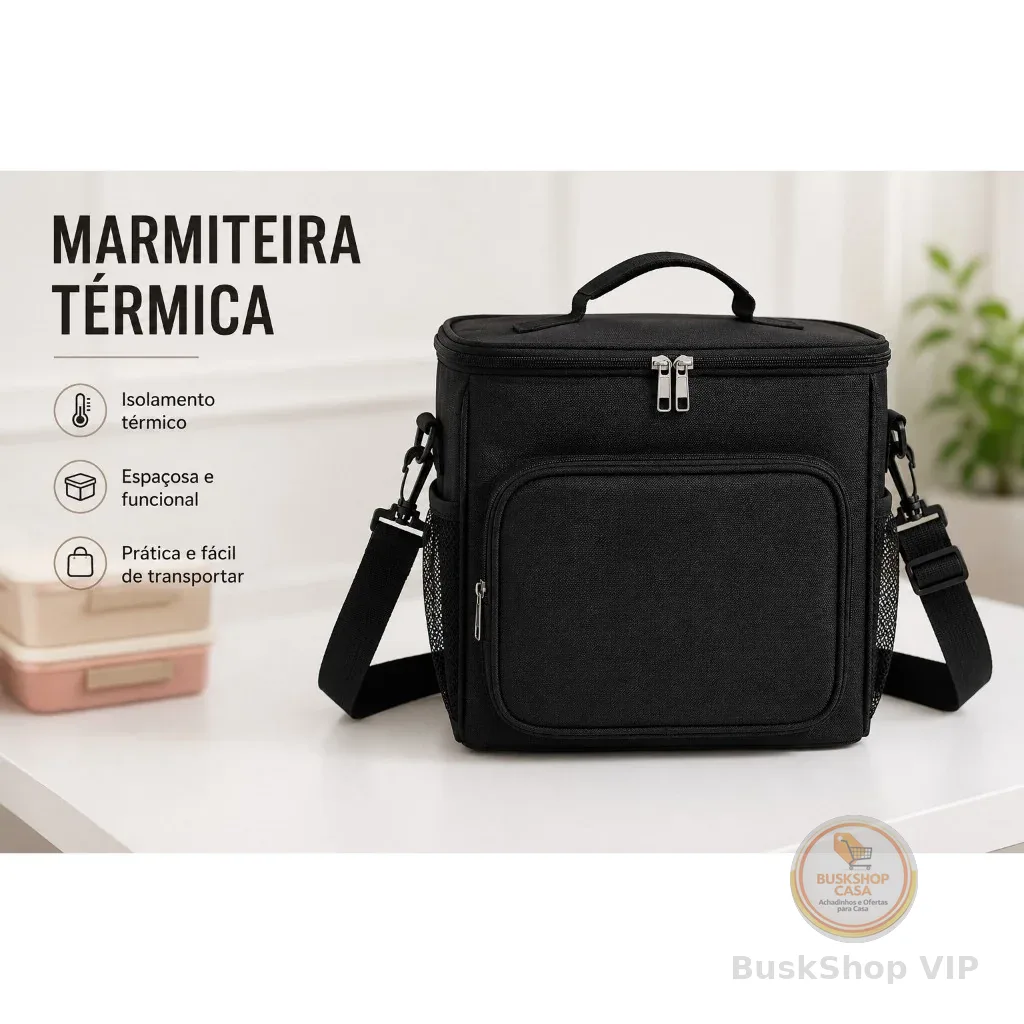 Bolsa Térmica Grande Marmiteira Portátil Com Alça Ajustável Para Trabalho Academia Viagem Fitness Conserva Quente e Frio